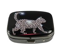 Luxcase Cat Custom Stainless Steel Square Glass Gun Silver Pill Case Pocket Medical Tablet Holder Decorative Box