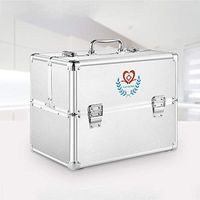 YLB Three-Layer Double-Open Large-Capacity Storage Box Emergency Medical Box Outpatient Storage First-aid Box (Color : Silver)