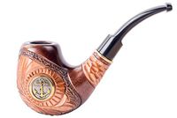 Dr. Watson - Wooden Tobacco Smoking Pipe, Hand Carved, Fits 9mm Filter, Comes with Pouch, Boxed (Metal Anchor)