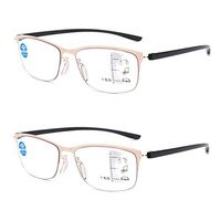 Reading Glasses 2pcs Lightweight Glasses Only About 15.9g Progressive Multifocus Blue Light Blocking Reading Glasses for Men and Women (Color : Gold, Size : 1.50X)