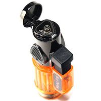 T1 Orange Color Triple Flames Refillable Butane Torch Lighter - Flame Lock - 3.25 Inch - Unboxed