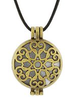 Nature's Retreat Bronze-Tone Metal Aromatherapy Diffuser Necklace on 16" Black Cord (Trellis Hearts)