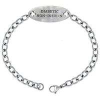 Surgical Stainless Steel Medical Alert Diabetic Non-Insulin Bracelet 9/16 inch Wide, up to 9 inch Long