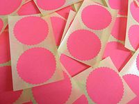 Minilabel 50mm Serrated Edge , Certificate Wafer Company Seal Labels , Stickers For Embossing , Awards & Rewards Magenta