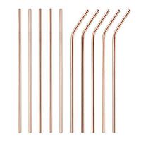 80 Pack Stainless Steel Metal Straws Reusable, 8.5 Inch Drinking Straws For 20oz Tumblers Yeti - 6mm Diameter - 40 Straight + 40 Bent (80pc 10.5inch rosegold)