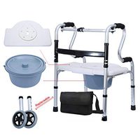 Wheelchair Medical Equipment Folding Walker,Disabled and Elderly Folding Walker with Pulley Seated Bath and Potty Four-Legged Walking Stick Rehabilitation Walker,Height Adjustable Walker Assist devic