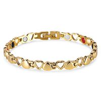 HiTreasure Gold Titanium Steel Magnetic Therapy Negative Ions Germanium Bracelet Pain Relief for Arthritis Men Women(Imported,3000 Gauss Each Link)