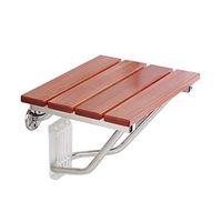 Folding Wood Shower Seat Bench W/Wall Mount for Adults, Elderly,Bathtub, Bath -Brown (Size : Large)