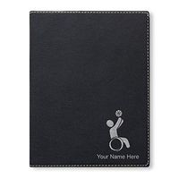 Large 9.5" X 12" Portfolio Notepad, Wheelchair Basketball, Personalized Engraving Included (Black with Silver)