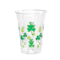 Party Essentials N162034 Soft Plastic Cup, 16-Ounce Capacity, Clovers Printing (Case of 500)