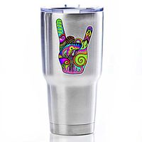 Rock On Hand Sign Music Small Laptop Decal by Megan J Designs - Laptop Window Car Vinyl Sticker