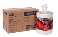 Tork Advanced 450138 ShopMax Wiper 450, Centerfeed Refill, 1-Ply, 9.9" Width x 13.1" Length, White (Case of 2 Boxes, 200 per Box, 400 Towels)