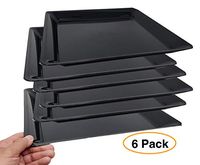 16″ X 16″ Square Tray Heavy Duty Large Plastic Serving Plate – Black (6 Pack) Disposable or reusable for Party Fruit & Dinner Food