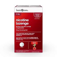 Basic Care Nicotine Polacrilex Lozenge 4 mg (nicotine), Cherry Flavor, Stop Smoking Aid, 168 Count