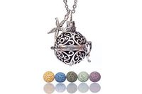 Essential Oil Necklaces for Women Lava Stone Personal Diffuser Sphere Locket Pendants for Aromatherapy Oils Healing, 24" Extendable Stainless Steel Necklace, Pendant, Beads, Charm, Gift Box by Essenna