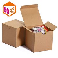 MESHA Small Brown Gift Boxes 3 x 3 x 3 Inches, 50pcs Paper Boxes with Lids for Gifts, Crafting, Cupcake Packaging Boxes (Brown-50Pcs)
