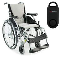 Karman S-Ergo 115 Ultra Lightweight Ergonomic Wheelchair | Seat Size 18" X 17" | Swing Away Footrest | Fixed Wheels in Silver & Free 130 dB Black Safety Alarm!