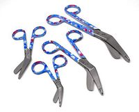 Set of 4 pcs Premium Grade Quality Blue & Pink Due Drops Pattern Handle Color Lister Bandage Scissors 3.5",4.5", 5.5",7.25" Stainless Steel