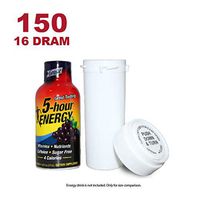 W Gallery 150 White 16 Dram Reversible Cap - Airtight Smell Proof Vials - Plastic Medical Grade Prescription Bottles for Pills Herbs Flowers Supplements, Bulk Pack, Not Glass Jars