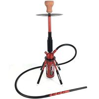 Arab Hookah Set, Aluminum Alloy Hookah with LED Light Hookah Hose Portable Hookah Silicone Hookah Bowl Glass Hookah Large Hookah Multiple Colors,Red