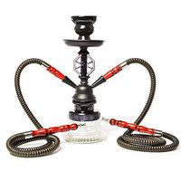 BuBu-Fu 2 Hose Hookah Set, Premium Complete Shisha Hookah Set, Easy to Disassemble and Cleaning Hose Hookah Complete Set Extra Long Hose Glass Arabian Hookah Set,Bblack