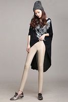 H.coosy practical;cozy Autumn and winter Europe and the United States large size plus velvet PU color leather pants high waist tight leggings pants apricot S