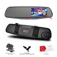 Dash Cam, OUMAX Dual Lens Car Camera, Car Video Recorder for Vehicles Front and Rear DVR, 4.3 Inch Screen, HD1080P - Black