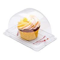 Thermo Tek 13 oz Semicircle Clear Plastic Swiss Roll Cake Box - with Lid - 5 1/2" x 3 1/2" x 3 1/4" - 100 count box - Restaurantware
