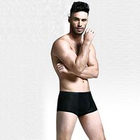 Meolin Men's Seamless Ultra-thin Breathable Underwear Comfort Soft Boxer Briefs,black,L