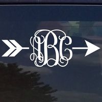 Custom Arrow Vine Monogram Initials Vinyl Decal/Bumper Sticker for Cars YETI Cup Laptop (14 Colors) (3"x8" (Fits Large YETI))