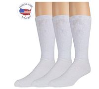 Men's Diabetic Socks Over The Calf Loose Fit for Better Circulation - 3 Pack (White 3 Pack, Sock Size 10-13/Shoe Size 6-12.5)