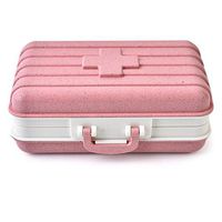 ZDQZC Pill Box - Pill Organizer for Travel, Large Pill Container Portable Pill Dispenser Excellent Pill Storage Case (Wheat Pink)