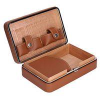 Cigar Case Portable Travel Outdoor Humidor Case Cigar Holder Storage Box Brown Leather Cigar Storage Case