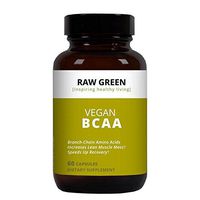 Raw Green Organics - Vegan BCAA - Branch Chain Amino Acids Increase Lean Muscle Mass - 60 Plant Capsules