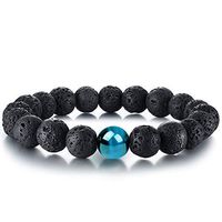Elastic Lava Stone Diffuser Bracelet Women Genuine Lava Stone Diffuser Bracelet Cat`s Eye Stone Bracelet Clam Lava Bracelet Relief Stress Bracelet for Women/Men