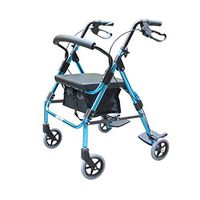 GYZ GY Elderly Walker, Standing Armchair Shopping Cart Trolley Folding Handbrake with Seat Carrying Capacity 150 Kg, Blue Medical Supplies (Color : There are Pedals)