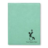 Small 7" X 9" Portfolio Notepad, Wheelchair Basketball, Personalized Engraving Included (Teal)
