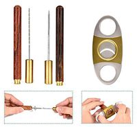 Cigar Draw Enhancer Tool & Nubber Set,  Sangle Sopffy Cigar Draw with Wooden Case,Nubber, Cutter(Set of 3, Draw &Cutter)                            
