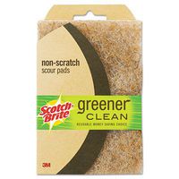 "Greener Clean Non-Scratch Scour Pad, 4 x 6, Natural, 2/Pack"