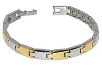 Gold and Silver Magnetic Therapy Link Fashion Bracelets for Men and Women, Healing Magnets for Sports, Golf, Hairstylist, Arthritis, Carpal Tunnel (Silver and Gold, 7.25 Inches)