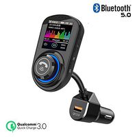 Bluetooth FM Transmitter for Car, 1.8'' Dispaly Car Fm Transmitter QC 3.0 Fast Charge Car Kit, Bluetooth 5.0 HD Sound Car Charger, One-Button Operation Car Bluetooth Adapter Compatible w/Most Cars