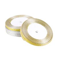 SUPVOX 4pcs Grosgrain Ribbon Gift Wrapping Ribbons for DIY Crafts Packaging Hair Bow Wedding Birthday Party Supplies (Silver Gold)