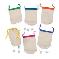 Fun Express - Small Drawstring Bag with Bright Trim - Apparel Accessories - Totes - Purse & Wallet & Fanny Pack - 12 Pieces