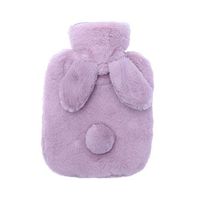 Healifty Hot Water Bottle Cute Hot Water Bag with Rabbit Plush Fur Stuffed Animal Cover (Purple)