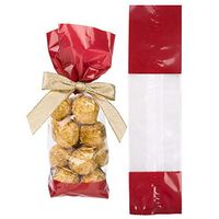 Red Holiday Valentine's Day Treat Bags | 100 Bags | 2 5/8" x 1 7/8" x 10 3/4" | Clear Gift Bags for Christmas Party Favors, Cookies, Candy, Treat Bags, Food Storage Printed Gusset Bag | 1.6 mil | G2RD