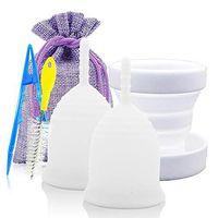 Comfortable Women Menstrual Cup Set- Feminine Period Copa Menstrual Organic Flexible Menstrual Cup Cleaner (White)