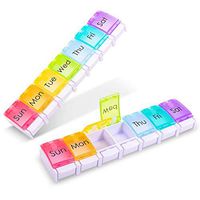 Weekly Pill Organizer with Easy Push Button, Travel Pill Boxes and Organizer 7 Day, Large Vitamin Medicine Case Organizer, Daily Pill Box Container 1 Time Day to Hold Fish Oil, Supplement (2 Pack)