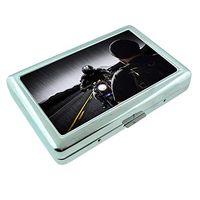 Motorcycle Em2 Hip Silver Cigarette Case Id Holder Metal Wallet 4" X 2.75" RFID Protection