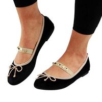 Cenglings Women's Round Toe Velvet Flat Shoes Hollow Out Ballerinas Slip On Ankle Strap Ballet Bow Elastic Band Dress Shoes(Black,35)