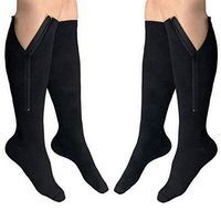 HealthyNees 2 Pairs Set Closed Toe 20-30 mmHg Zipper Compression Fatigue Swelling Circulation Knee Length Socks (2XL - 2 Pairs Black)